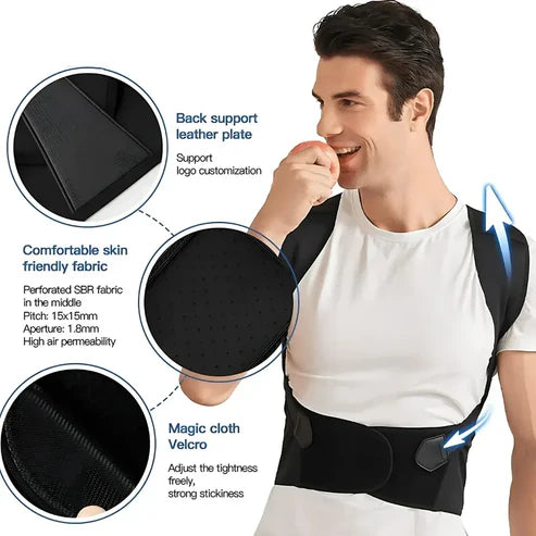 Adjustable Back Posture Corrector - Relieve Slouching & Pain for Men & Women | Free Size (Fit For All)