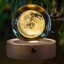 3D Galaxy Crsytal Ball Night Lamp | LED Wooden Crystal Ball For Decoration